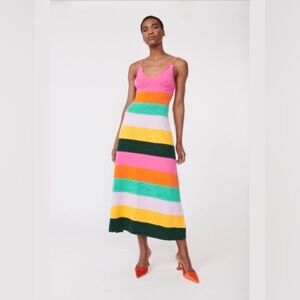 NWT Olivia Rubin Sloane Rainbow Color Stripe Knit Chain Strap Midi/Maxi Dress